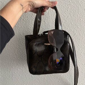 Nine West Black Snakeskin Mini Bag